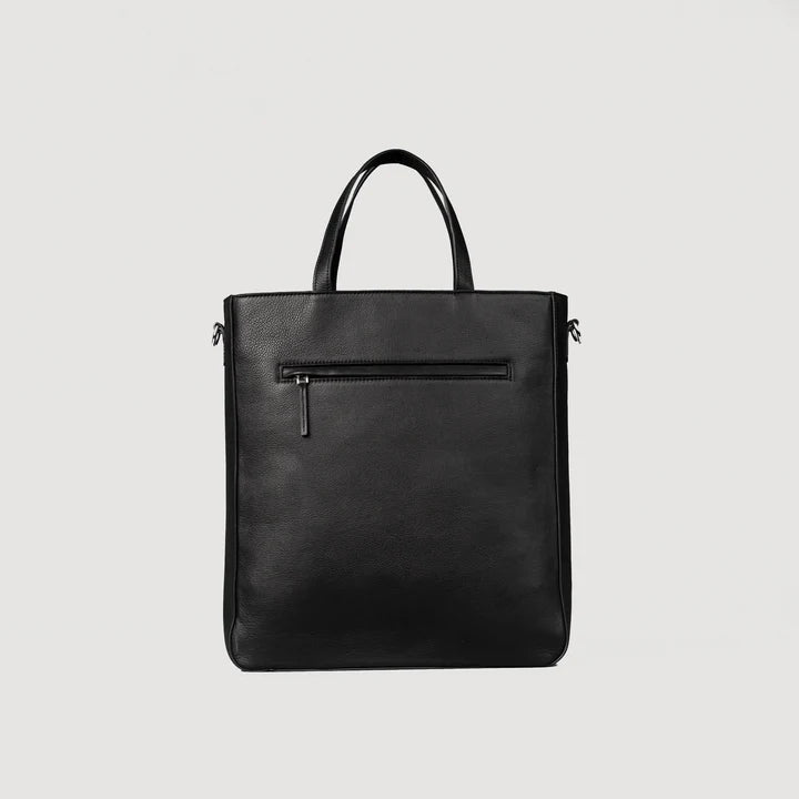The Poet Black Full-Grain Milled Leather Bag for Men & Women - Darklove
