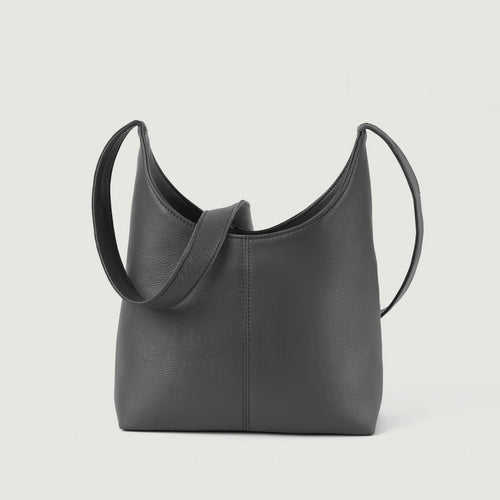 Stefani Grey Leather Hobo Bag