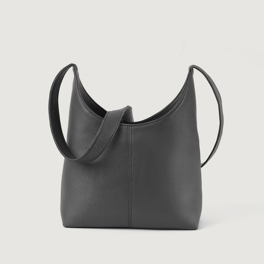 Stefani Grey Leather Hobo Bag - DarkLove