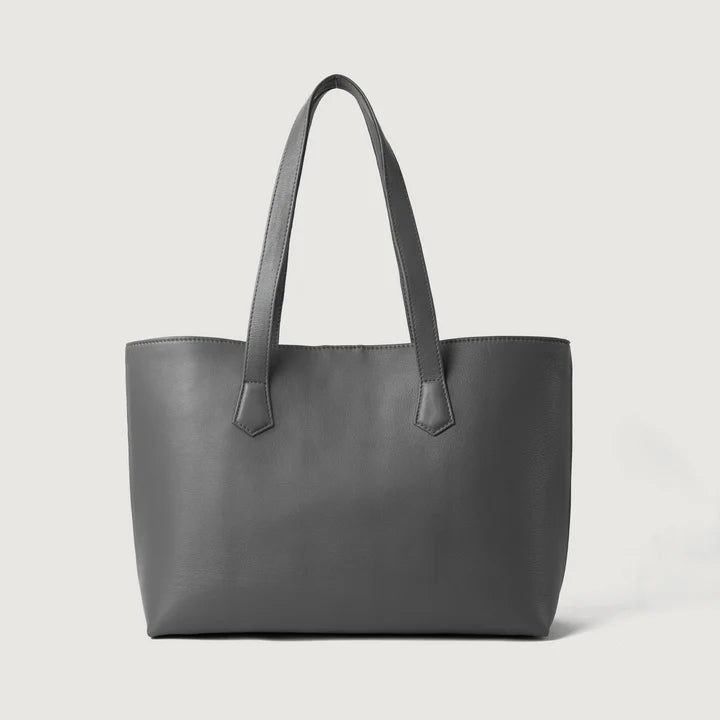 The Bianca Grey Full-Grain Leather Tote Bag for Women - Darklove