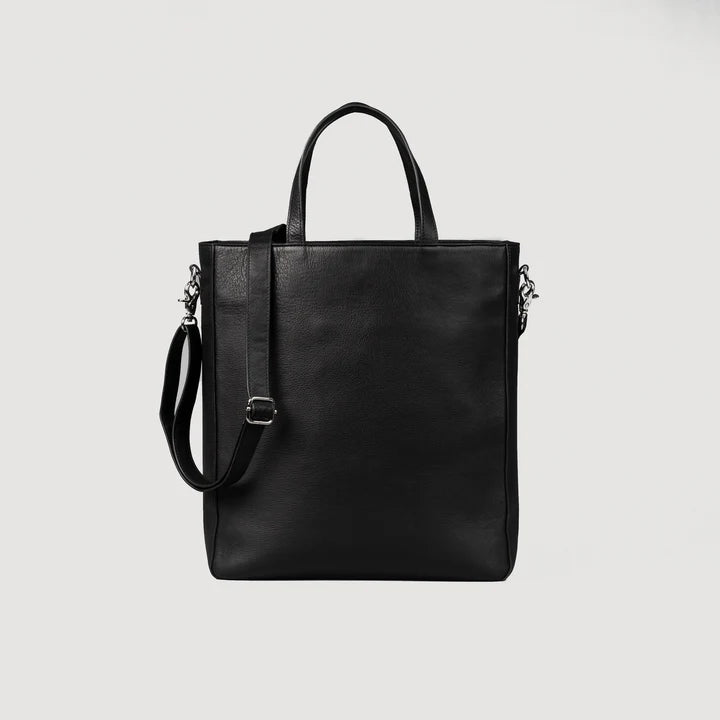 The Poet Black Full-Grain Milled Leather Bag for Men & Women - Darklove