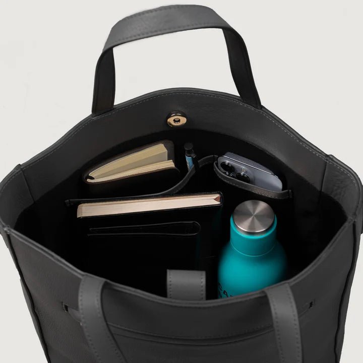 The Poet Grey Full-Grain Milled Leather Tote Bag for Men & Women - Darklove