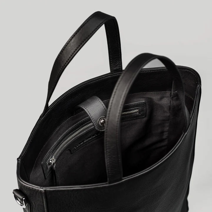 The Poet Black Full-Grain Milled Leather Bag for Men & Women - Darklove