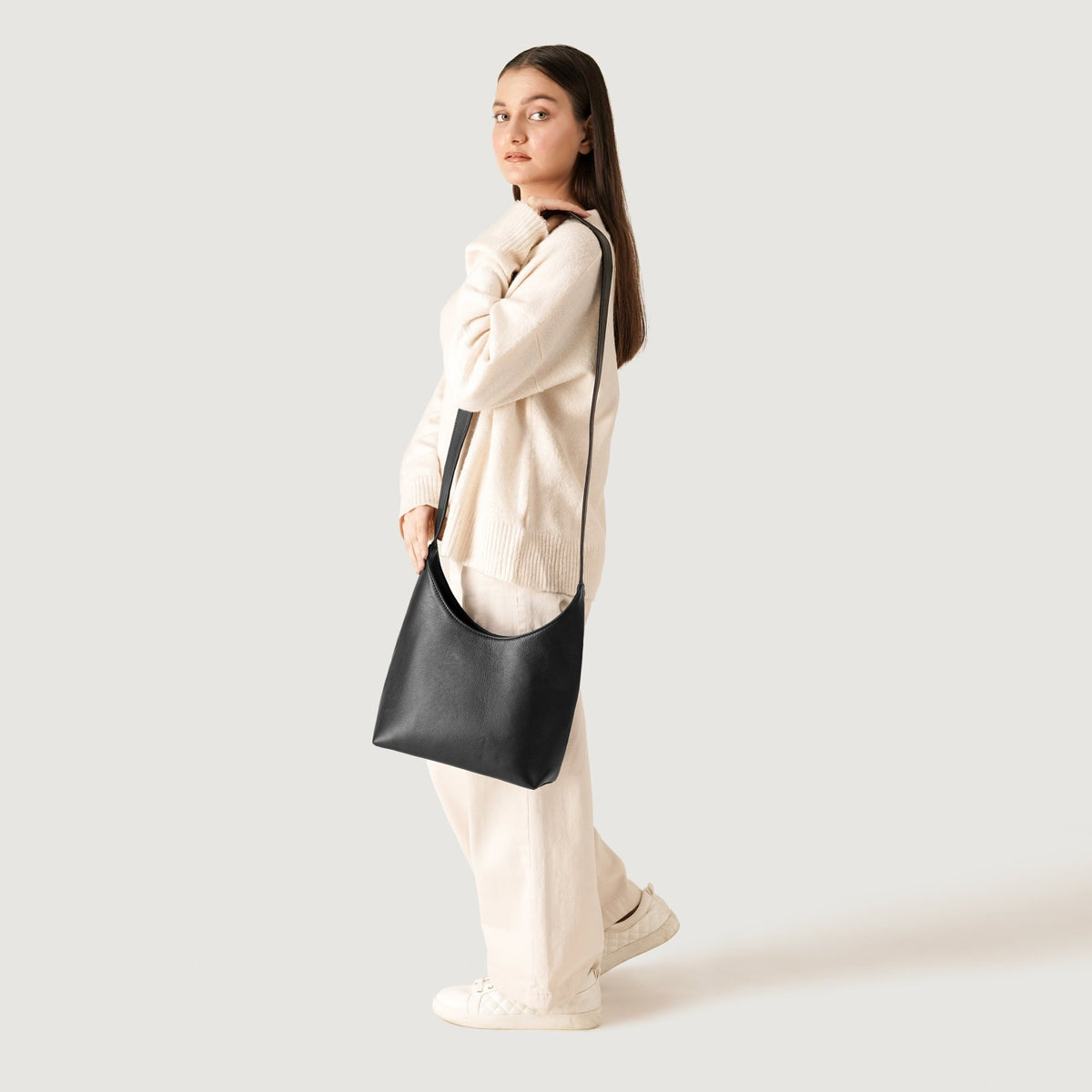 Stefani Black Leather Hobo Bag - DarkLove