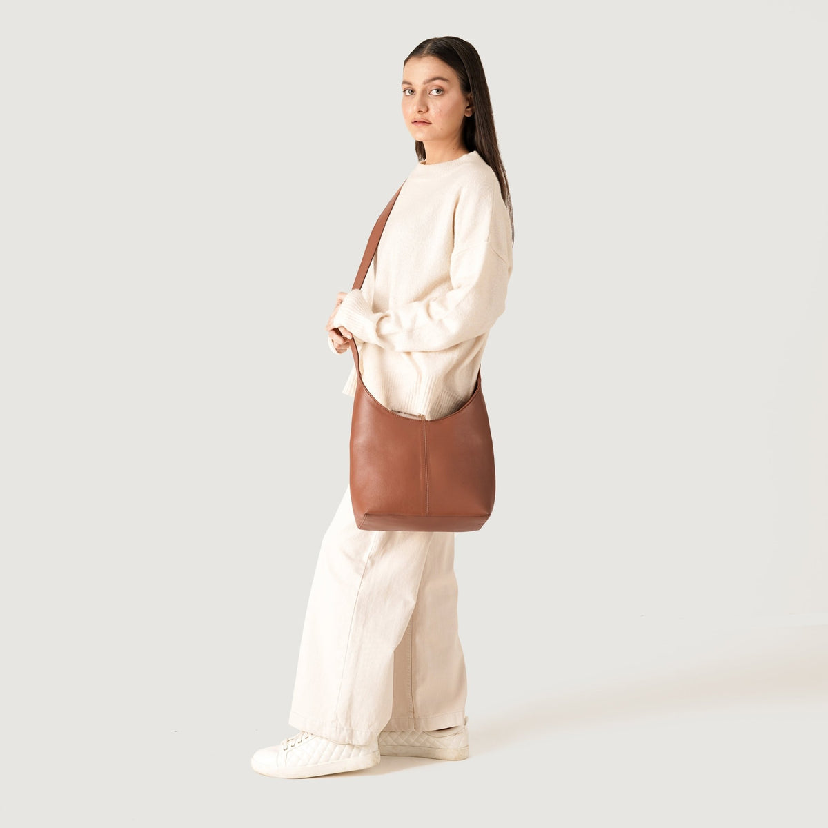 Stefani Brown Leather Hobo Bag - DarkLove