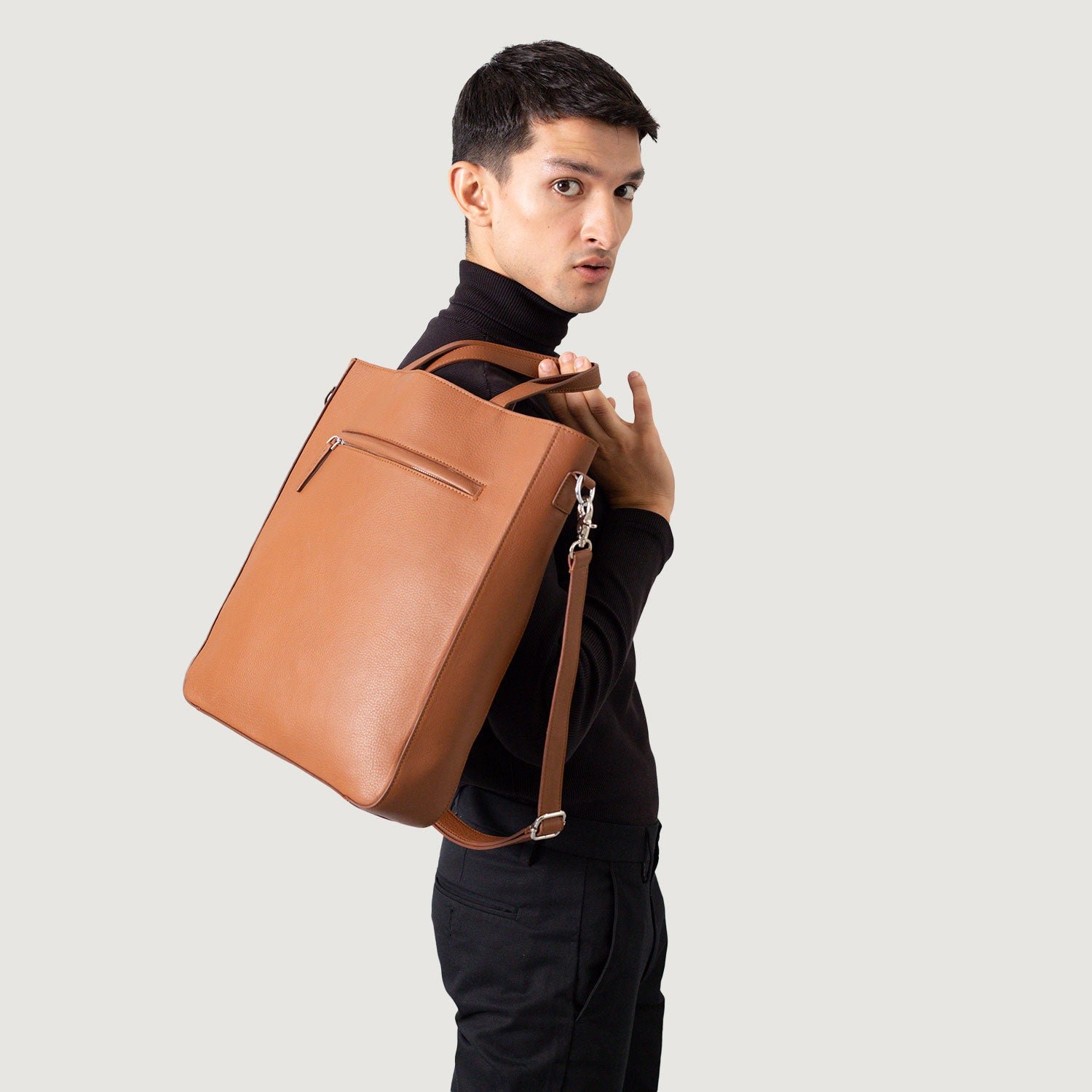 The Poet Brown Leather Tote Bag - Image 3