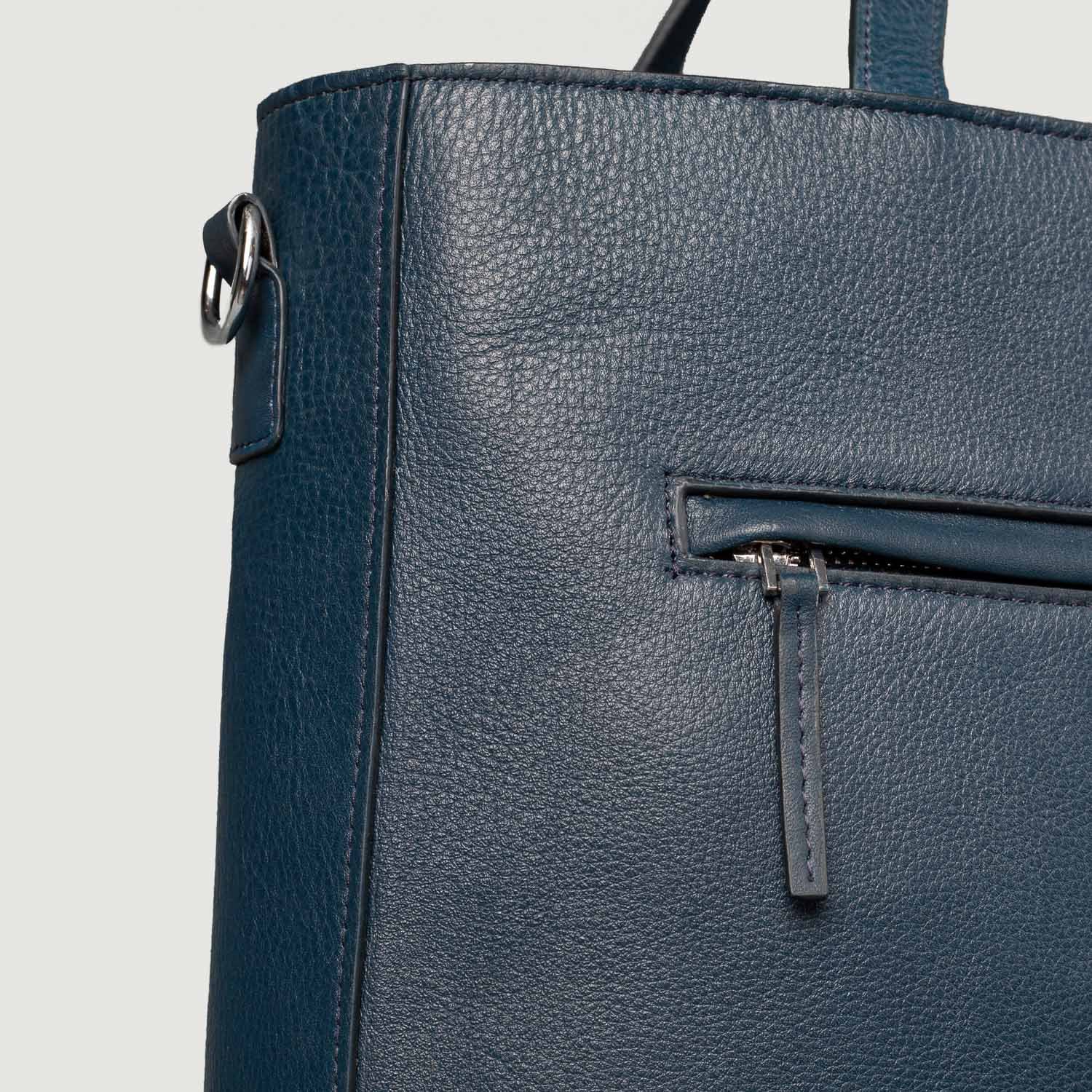 The Poet Midnight Blue Leather Tote Bag - Image 4