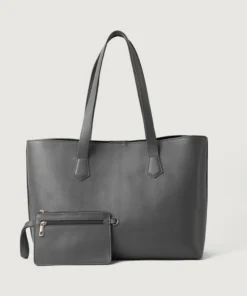 Darklove Charcoal Grey Leather Reversible Daily Tote