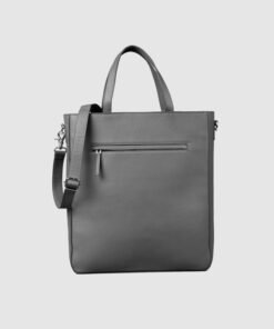The Poet Grey Full-Grain Milled Leather Tote Bag for Men & Women