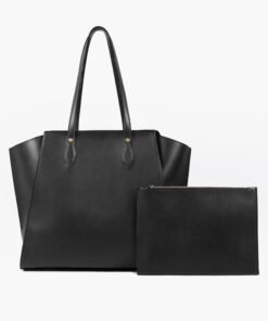 Darklove Classic Black Leather Shopper Tote
