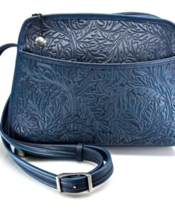 Darklove Women’s Minimalist Navy Blue Leather Crossbody Bag