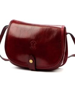 Darklove Classic Burgundy Leather Saddle Crossbody Bag