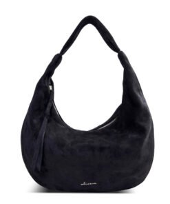 Darklove Velvet Black Suede & Leather Mix Hobo Bag