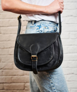 Darklove Vintage Leather Saddle Crossbody Bag