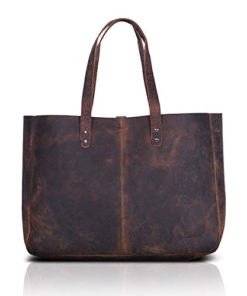 Darklove Distressed Leather Travel Tote Bag