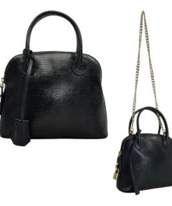 Darklove Zenith Black Grained Leather Tote
