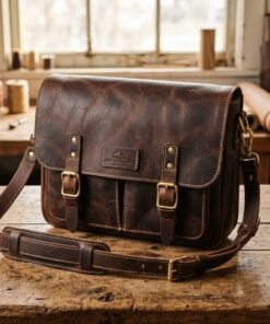 Brown Leather Crossbody Messenger Bag