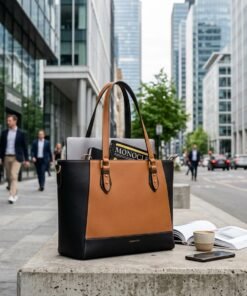 Darklove Two-Tone Leather Shopper Tote
