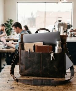 Darklove Men’s Large Capacity Leather Messenger