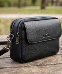 Darklove Unisex Pebbled Leather Camera Crossbody Bag