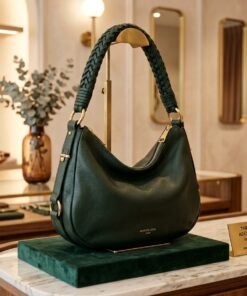 Darklove Braided Handle Leather Hobo Bag