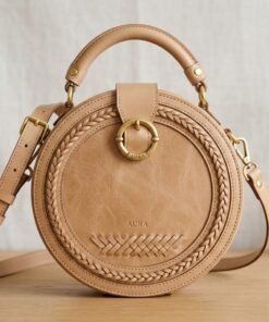 Darklove Small Round Leather Crossbody Bag - Unique Circle Design