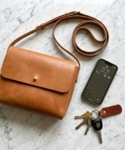 Darklove Sleek Tan Leather Crossbody Bag