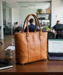 Darklove Structured Leather Work Tote