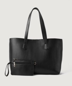 The Bianca Black Full-Grain Leather Tote Bag for Women