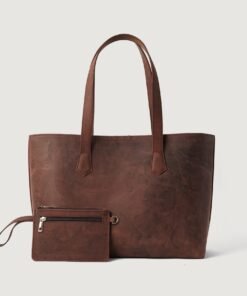 The Bianca Vintage Distressed Brown Full-Grain Leather Tote Bag for Women