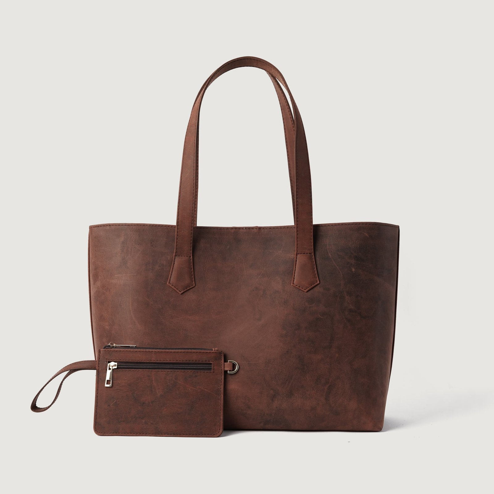 The Bianca Vintage Distressed Brown Full-Grain Leather Tote Bag for Women